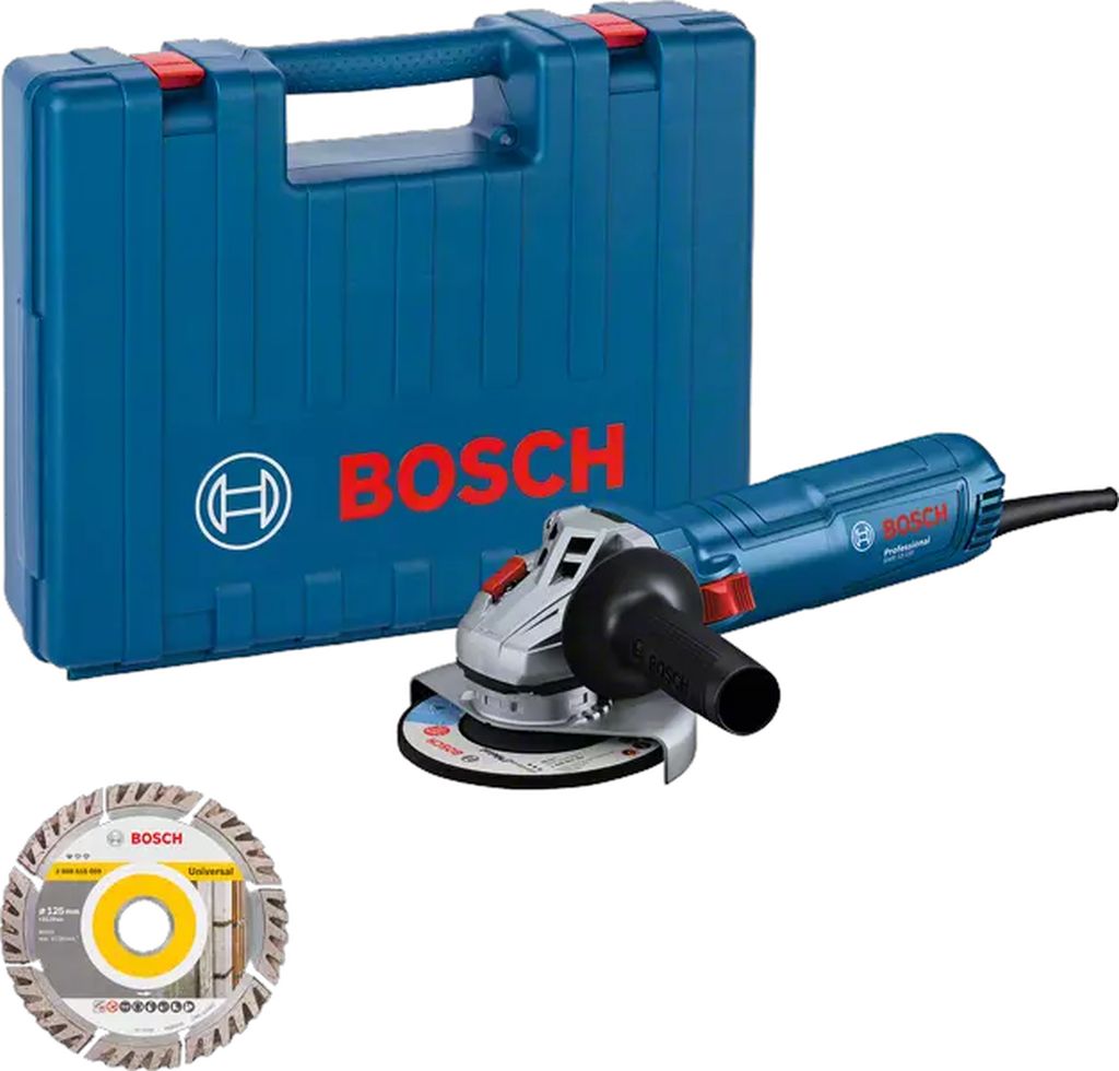 BOSCH GWS 12-125 PROFESSIONAL Uhlová brúska, kufor, rezací kotúč 06013A6102