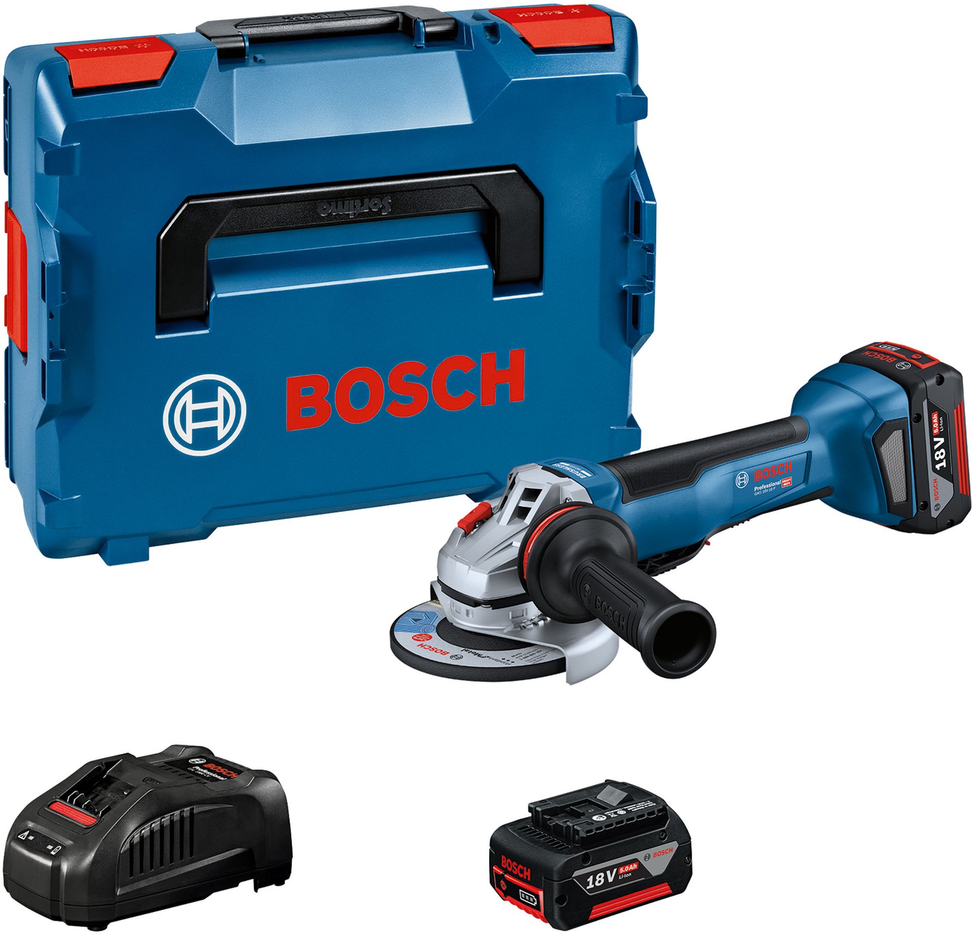BOSCH GWS 18V-10 P Aku uhlová brúska, 2x 5,0Ah, L-BOXX 06019J4101