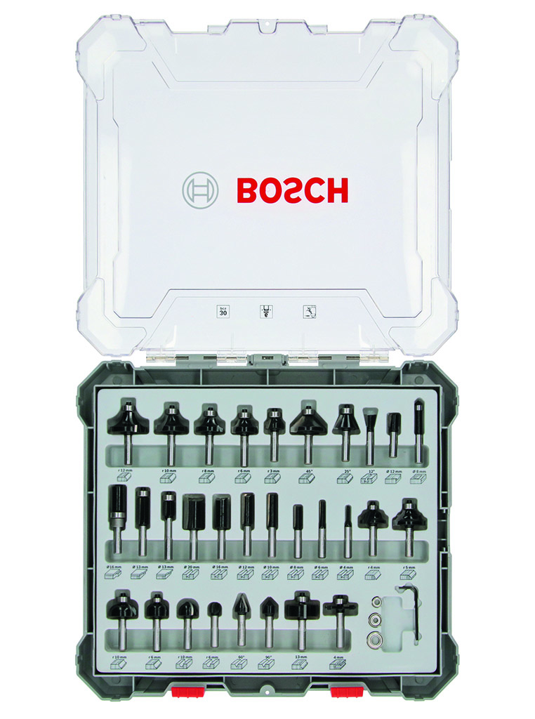 BOSCH Sada frézovacích bitov, 30 ks, zmiešané, 6 mm driek 2607017474