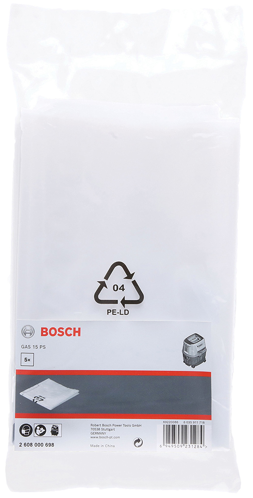 BOSCH Vrecko na odpad 5 l, plastové (5 ks) na vysávač GAS 15 PS 2608000698