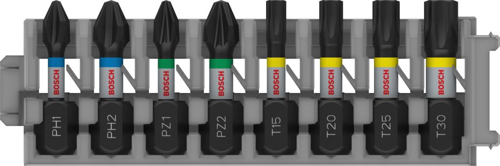 BOSCH Sada skrutkovacích bitov PRO Impact PH1, PH2, PZ1, PZ2, T15, T20, T25, T30,25 mm,8ks