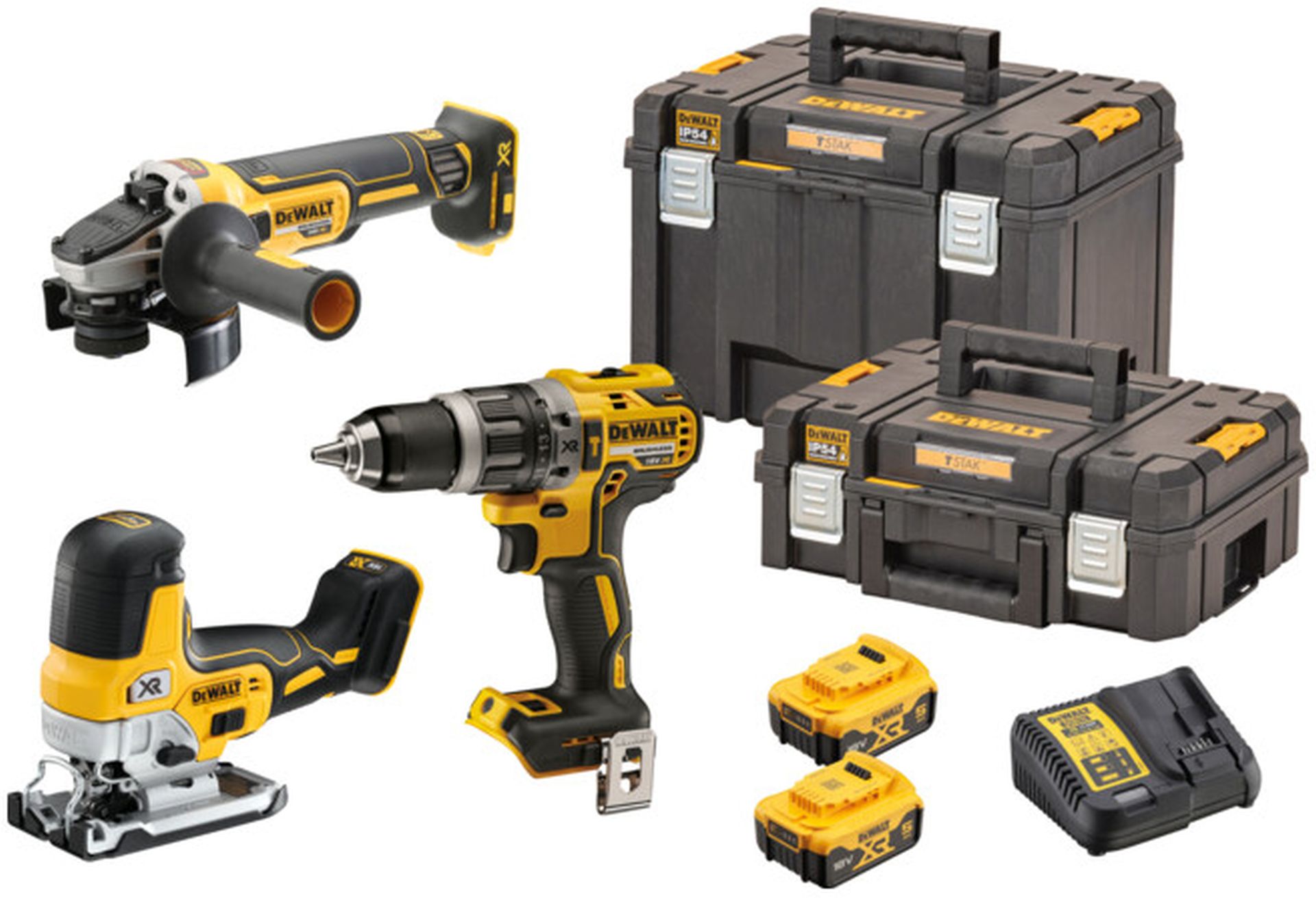DeWALT DCK329P2T Aku súprava náradia (DCD796+DCG405+DCS335+18V/2x5,0Ah)2xTstak