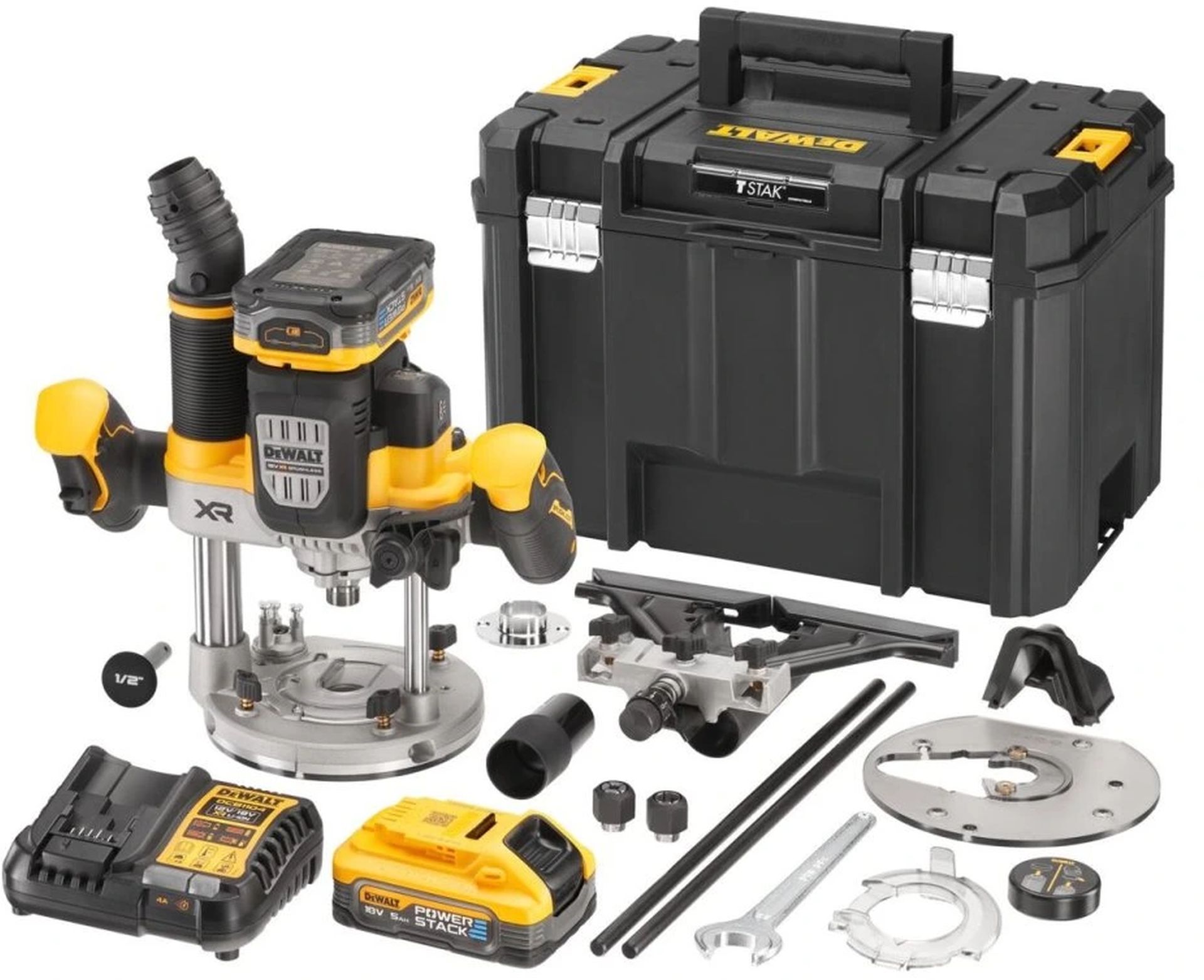 DeWALT DCW620H2 Aku horná frézka (12mm/18V/2x5,0Ah) Tstak