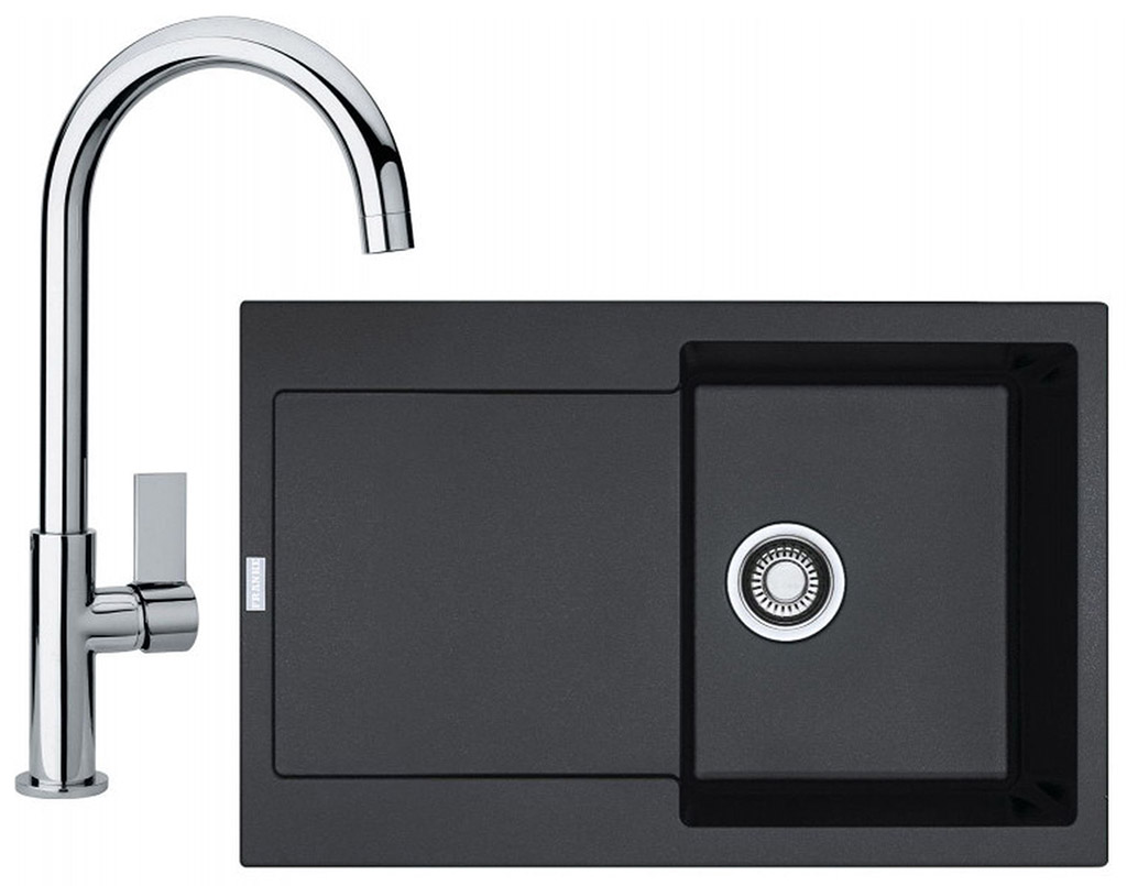 Franke SET G167O granitový drez MRG 611 ónyx + batéria, chróm 114.0587.941