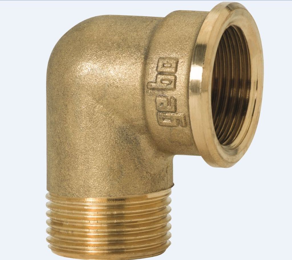 GEBO koleno 90 ° 1 1/4 &quot;M x F mosadz 92-7BR