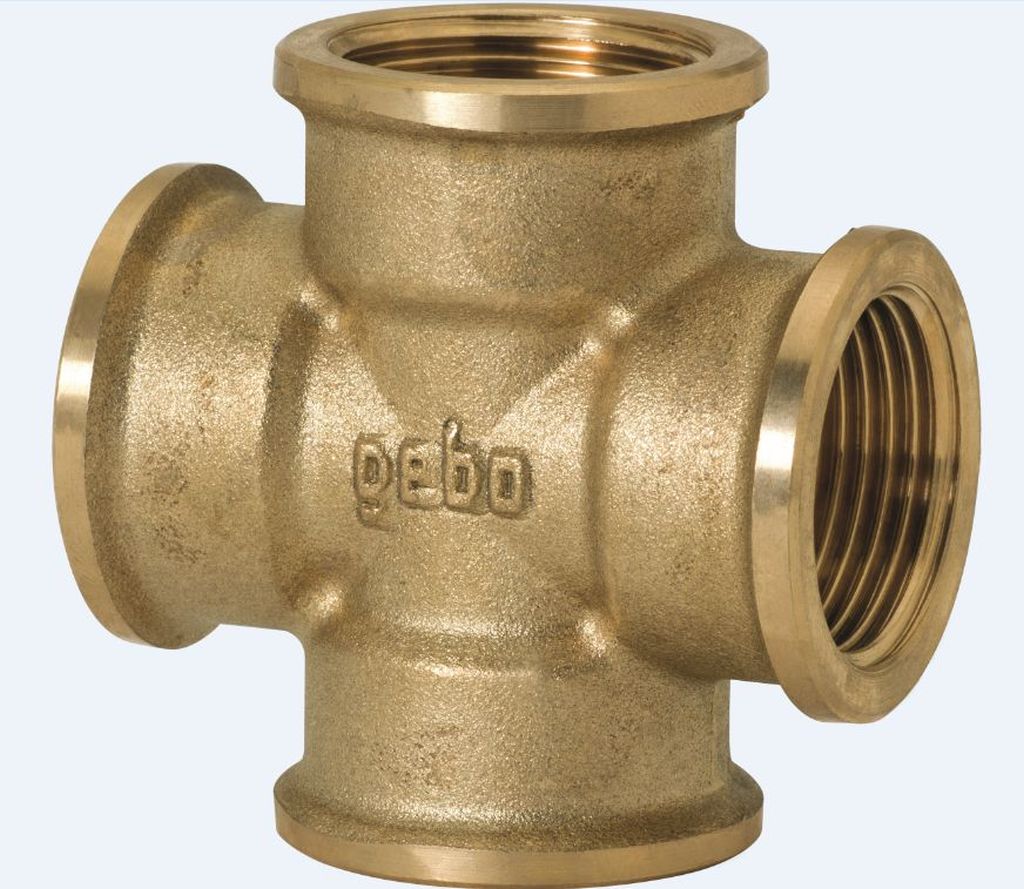 GEBO kríž 1 1/2 &quot;F x F x F x F mosadz 180-8BR