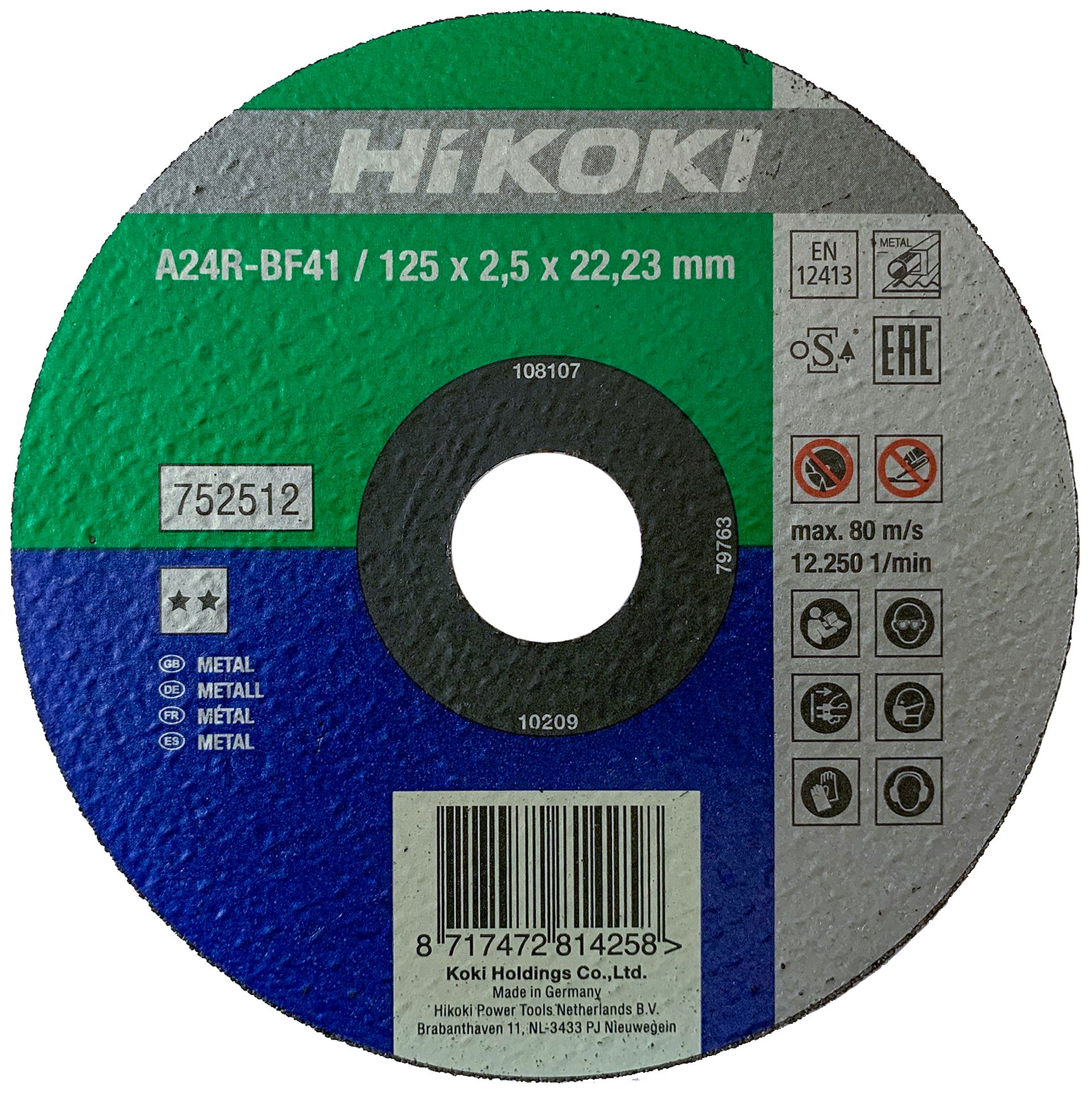 HiKOKI 752512 Rezný kotúč na kov 125x22,23x2,5mm