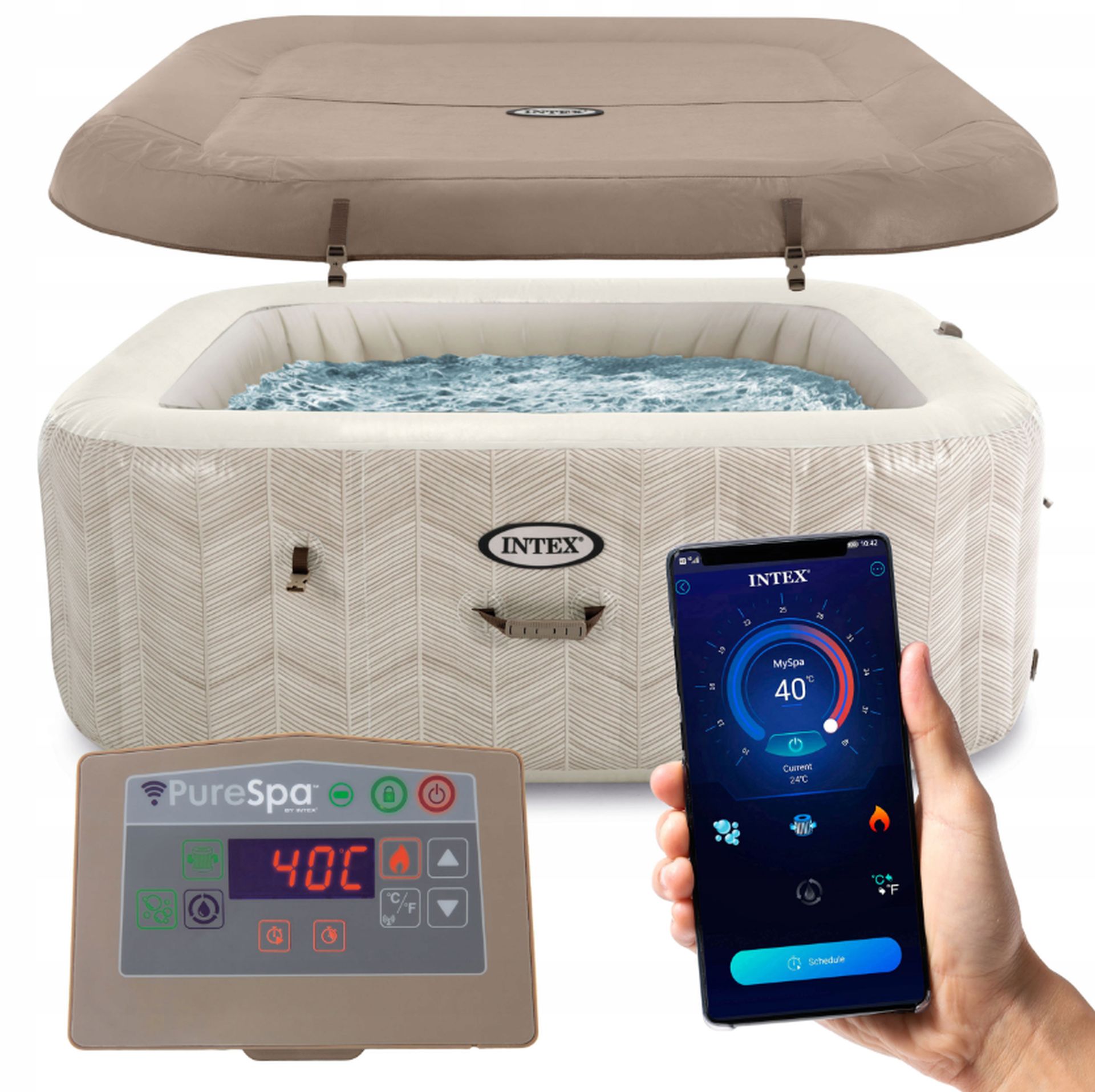 INTEX Pure Spa Chevron Deluxe Vírivka so systémom slanej vody 211x71cm 28446NP