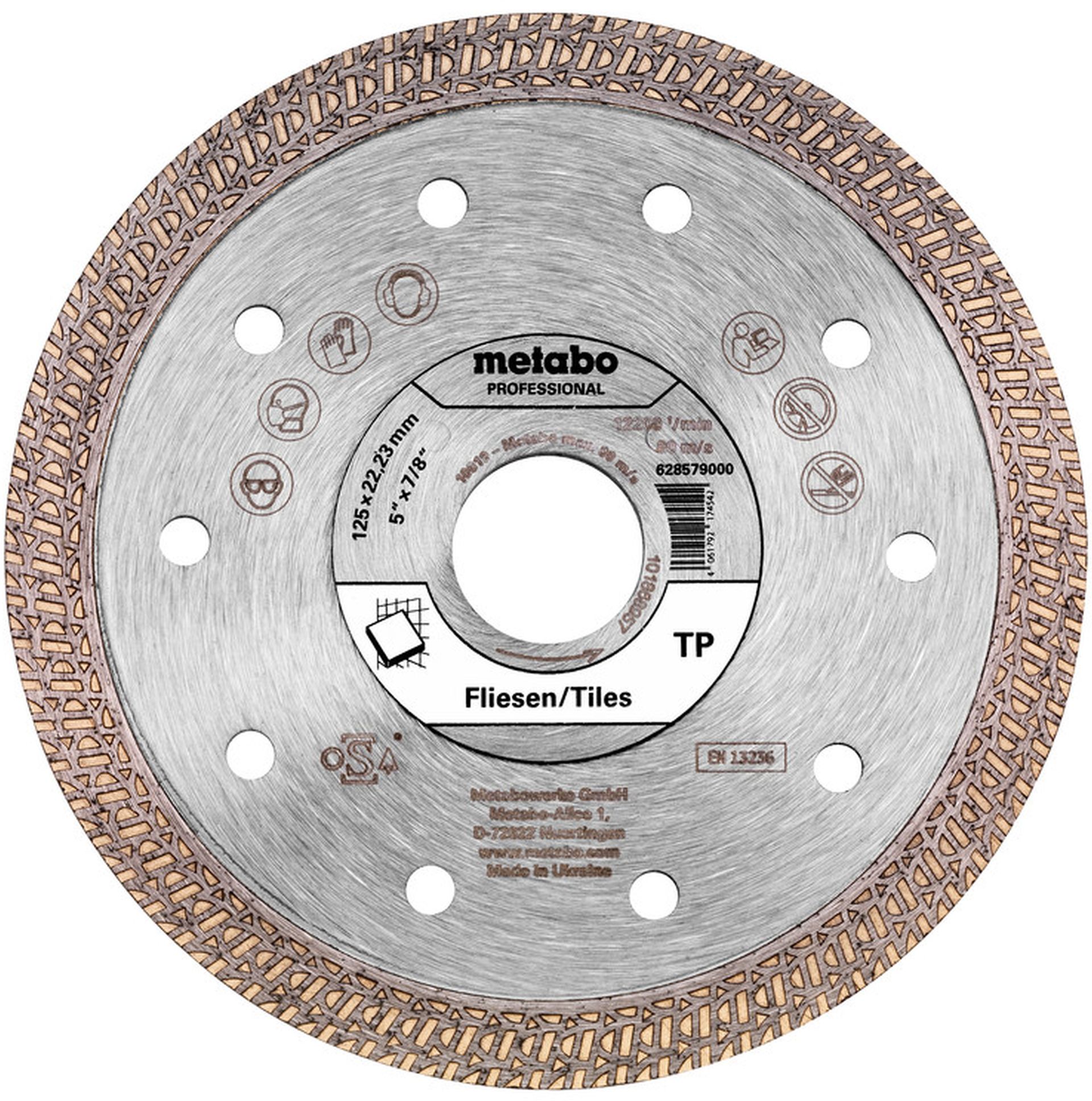 Metabo Diamantový rezný kotúč 125x22,23mm, &quot;TP&quot;, dlaždice &quot;Profesionál&quot;628579000
