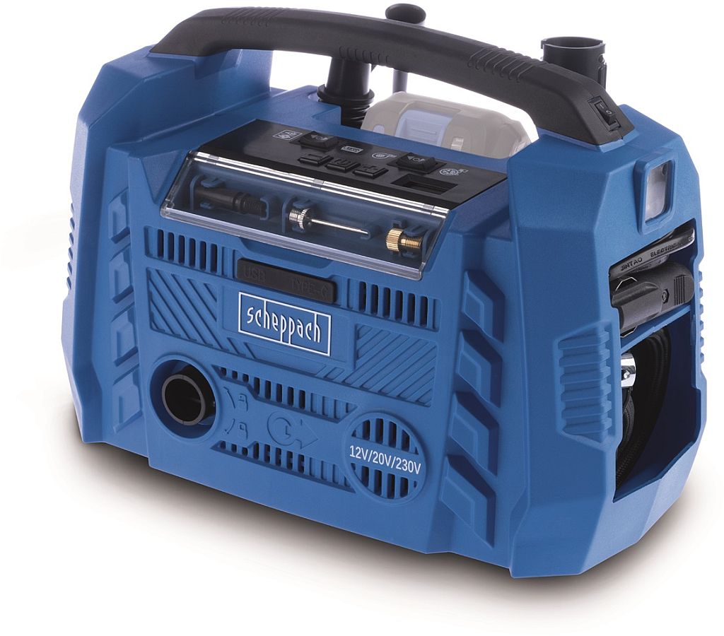 SCHEPPACH Air Force 6 - hybridný kompresor (20 V aku, 12 V, 230 V) 5906159901
