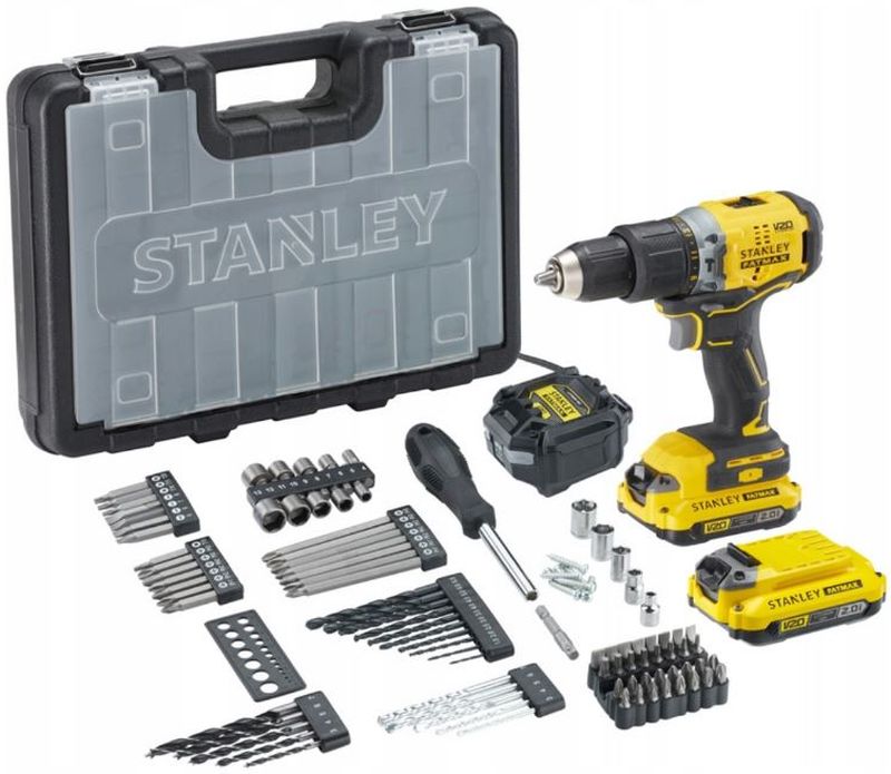 Stanley SFMCD715D2A-QW FatMax V20 Aku bezuhlíková vŕtačka 18V so sadou príslušenstva 100ks